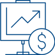 chart with up arrow and coin