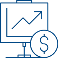 chart with up arrow and coin
